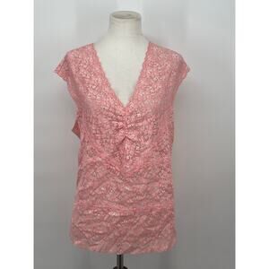 Bandolino Woman Sheer Lace Pedal Pink V-Neck Camisole Size 2X Soft Girl Boho‎